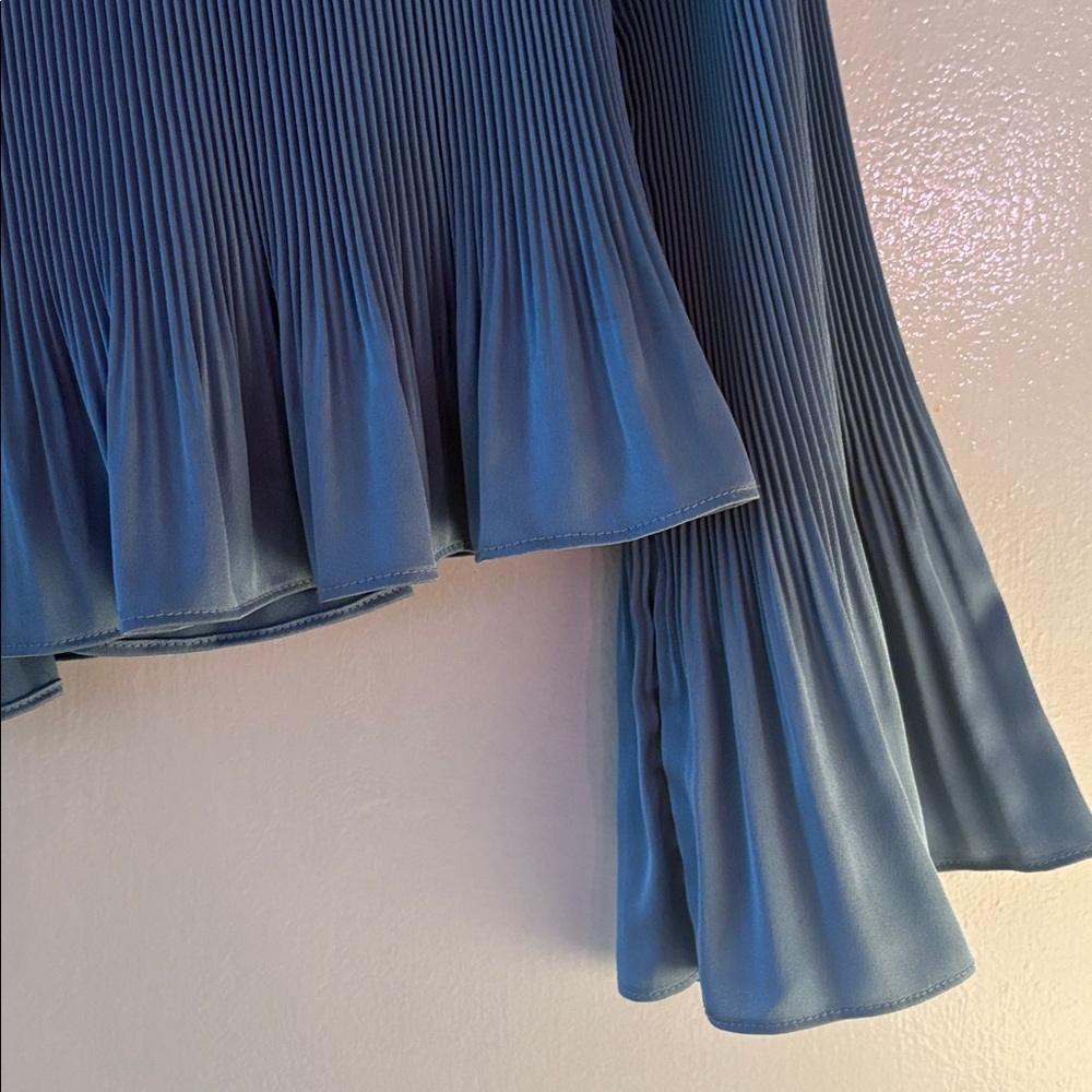 DEREK LAM 10 CROSBY STEEL BLUE PLEATED BLOUSE (2) - Picture 6 of 7